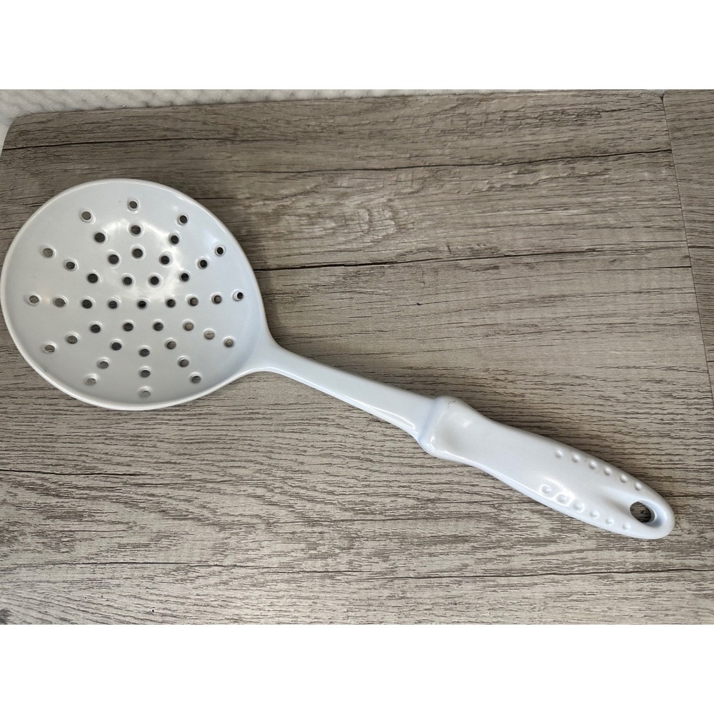White Melamine Slotted Spoon Skimmer Straining Ladle 12.5 Inch Kitchen Utensil